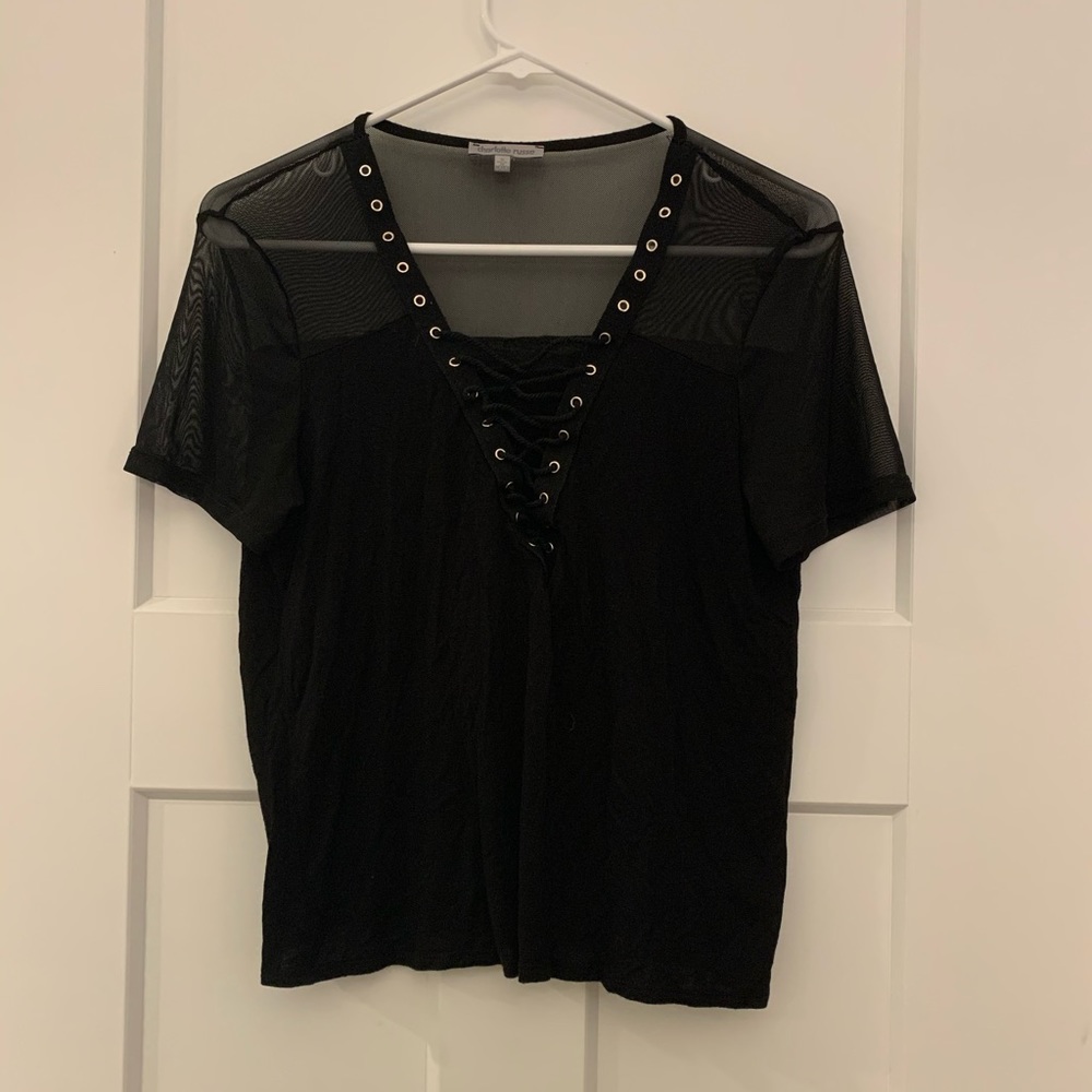 Black Lace Up Top